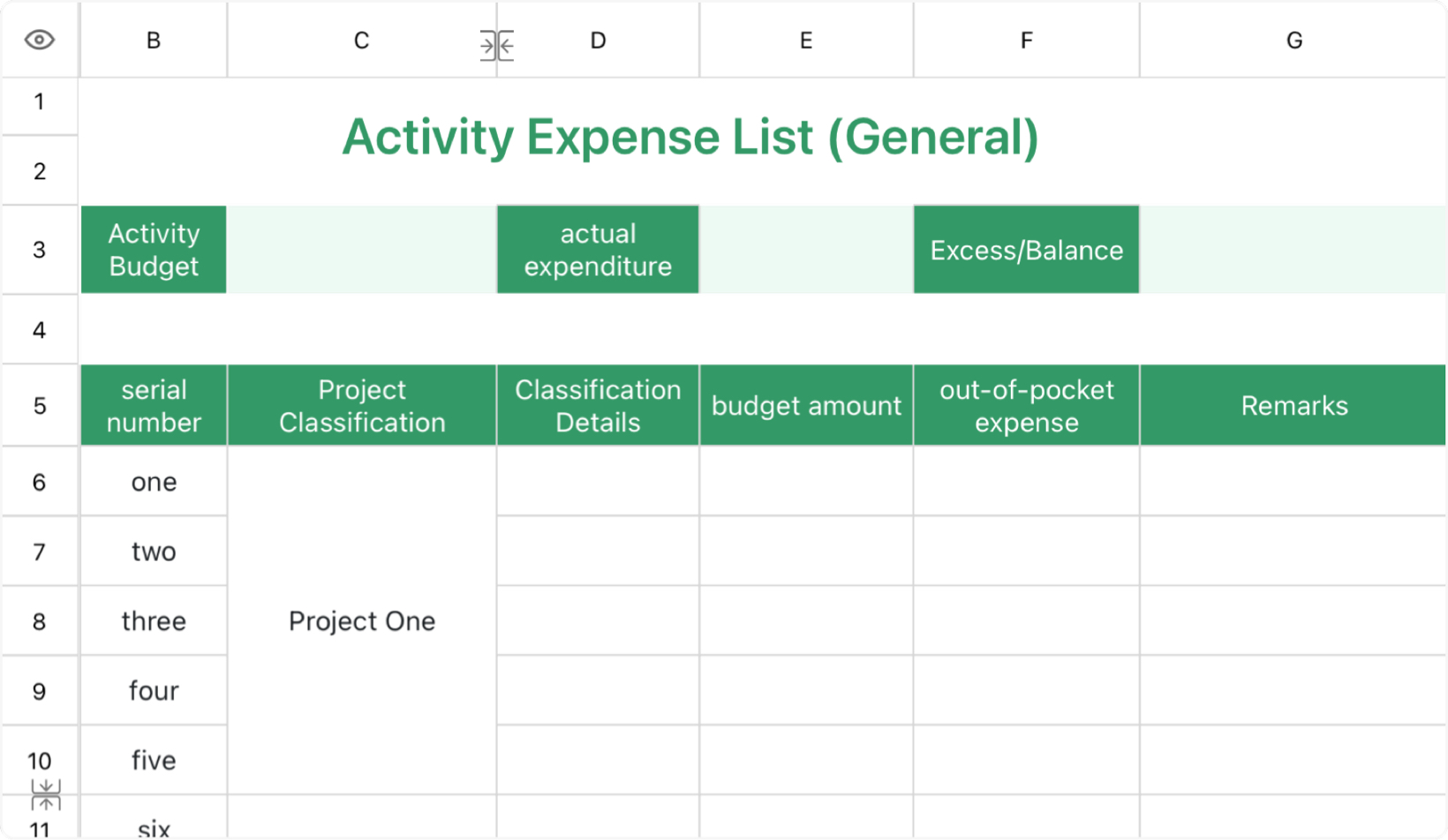 Activity Expense List (General)